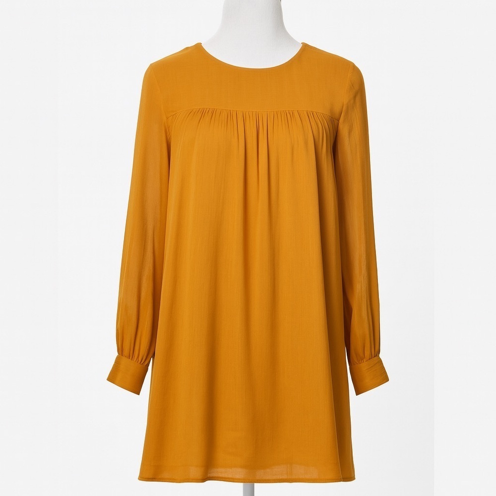 H&M Mustard Orange Long Sleeve Shift Dress Size 4 - Picture 12 of 16